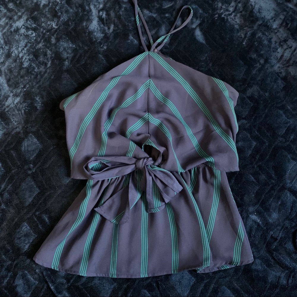 Blue stripped cute comfy dressy top shirt blouse